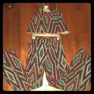 Matching Wide Leg Pants and Crop Top